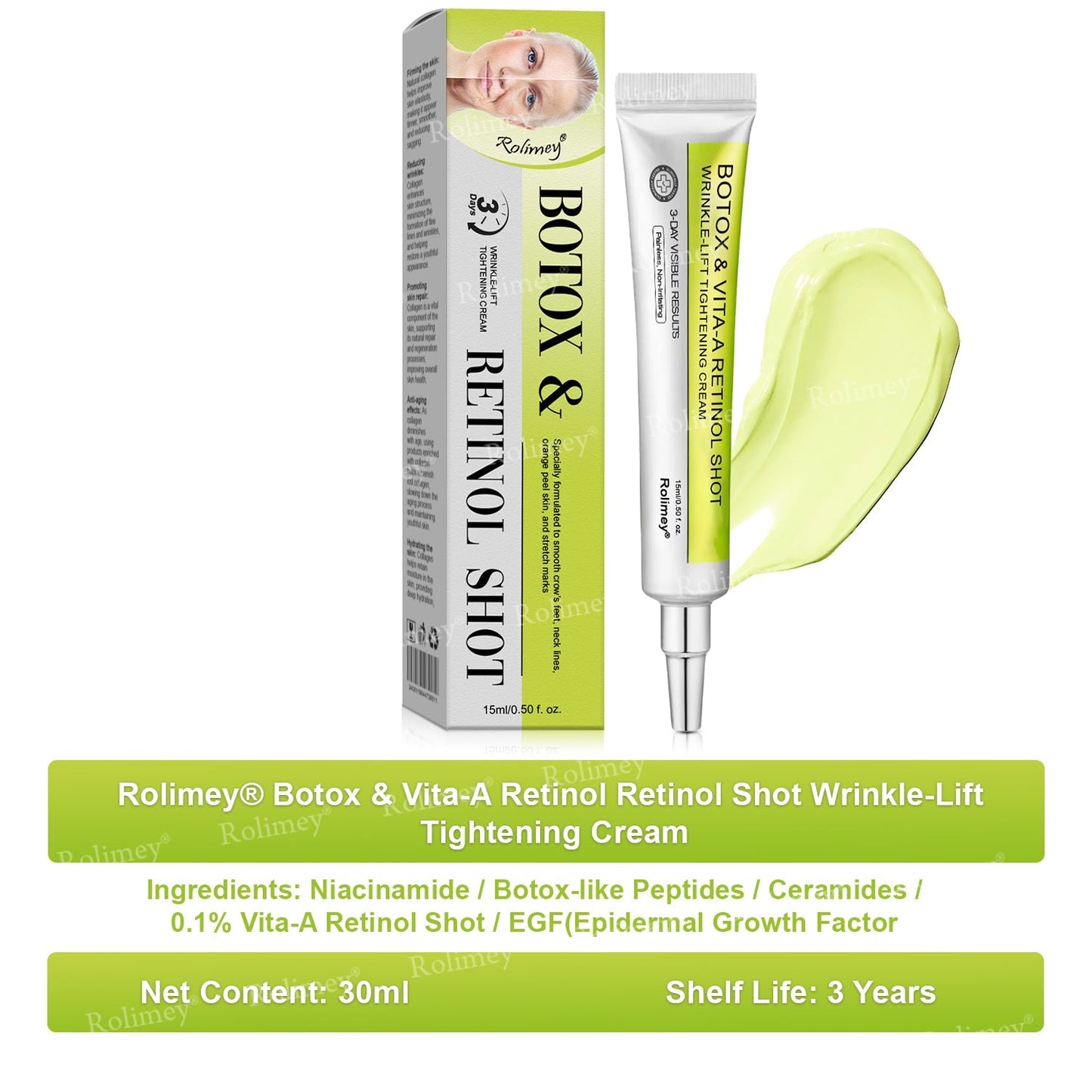 👩‍⚕️Made and shipped from the USA 💫Rolimey® Botox & Vita-A Retinol Shot Wrinkle-Lift Tightening cream - Last Day Promotion 70% OFF