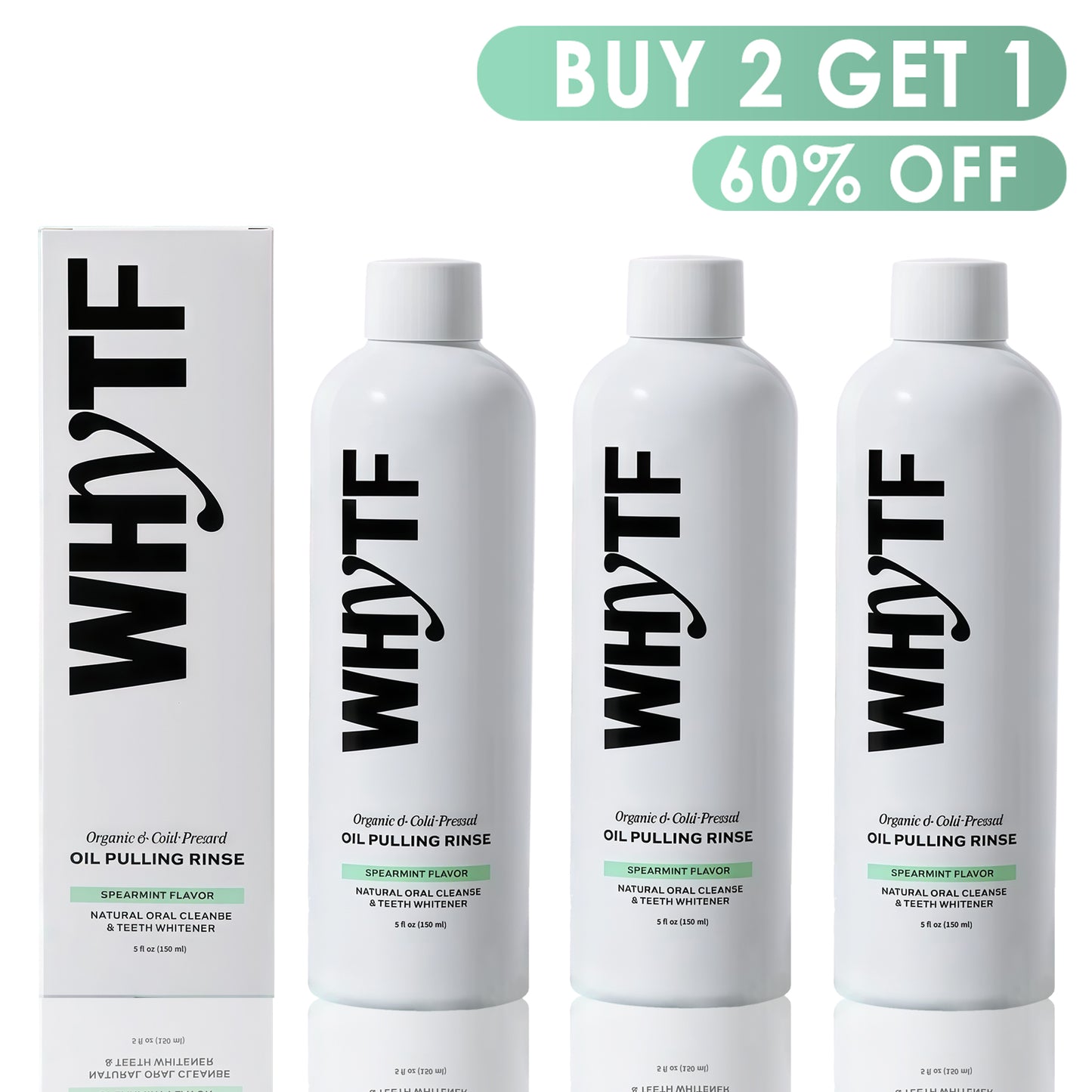 💍Last 3 hours 60% off：Spearmint Oil Pulling Rinse - Natural Whitening & All-Day Fresh Breath（upsell)）