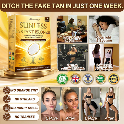 Rolimey® Bronze Glow Patch: Visible Sunless Glow in 7 Days — No UV, No DHA, No Orange Streaks, No Fake Tan Mess