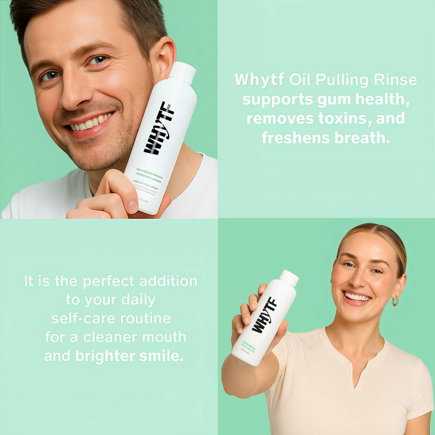 🍏Last 3 hours 60% off：Spearmint Oil Pulling Rinse - Natural Whitening & All-Day Fresh Breath